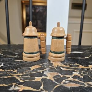 Vintage Wooden Salt & Pepper Shakers German Beer Stein Tankard Style Handcrafted